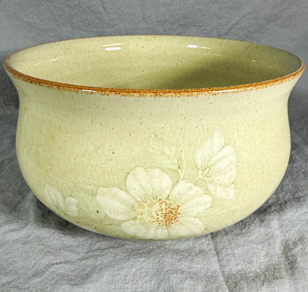 Denby Daybreak Beige Floral Stoneware Bowl 7” England Microwave Dishwasher Safe